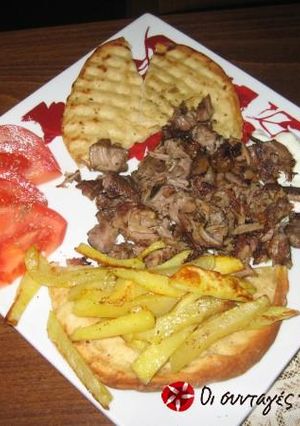 A picture of Homemade Gyro with Pita.