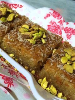 صورة لوصفة بسبوسة لذيذه 😋 بدون بيض