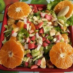 A picture of Fruity & veggie Salad🍌🍎🍊🍋.