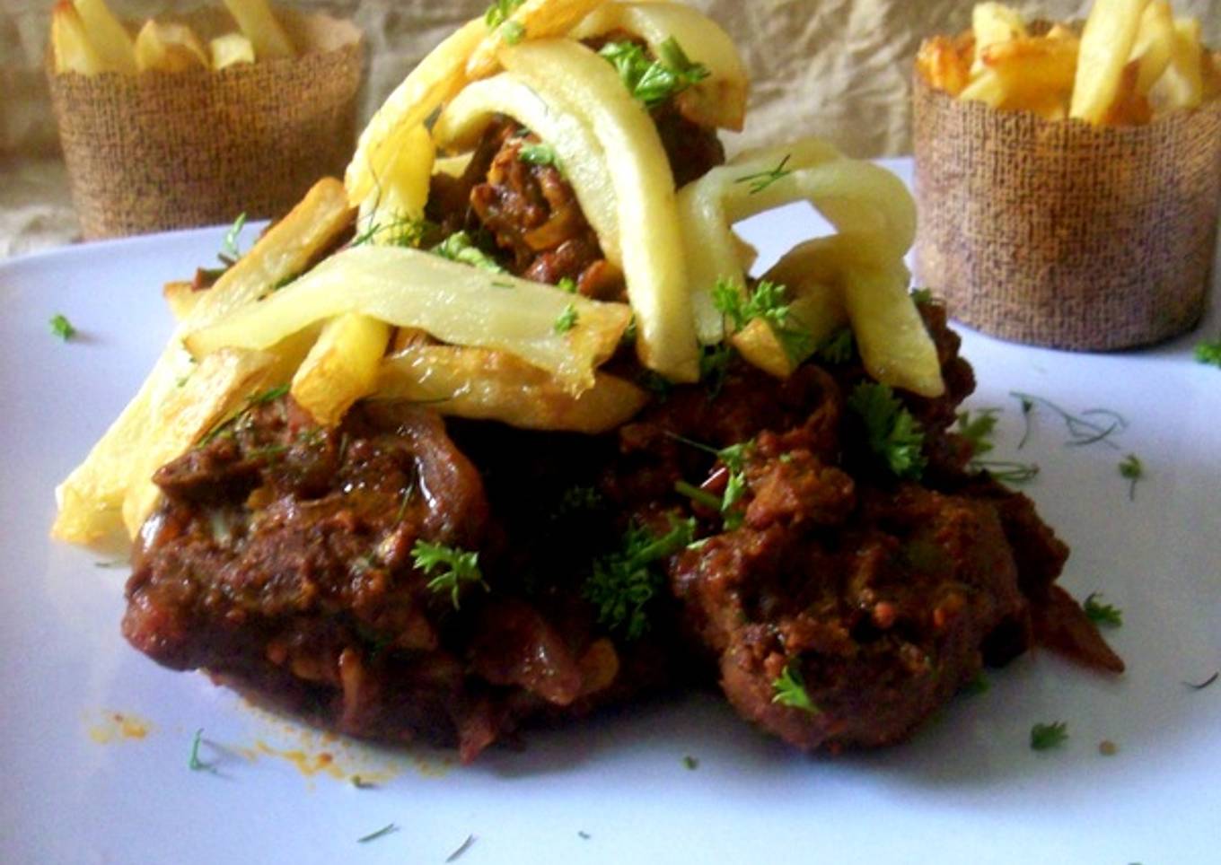 Mutton Kurma with Crispy french fries