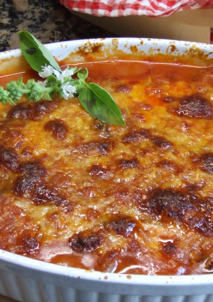 Una foto de Gratinado de berenjena con maíz