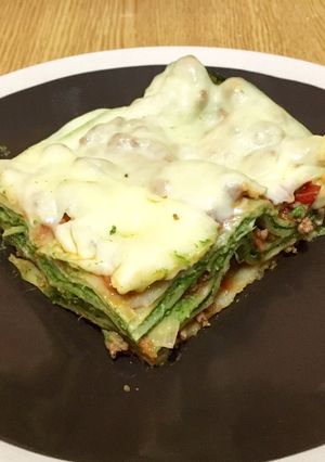 Una foto de Lasaña 3 dimensiones🧀🥩🍝