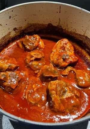 A picture of Braised lamb with pasta.