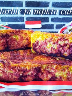 Foto resep Marble Pumpkin Cake (Bolu Marmer Waluh Kuning)