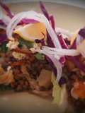 Ensalada templada de lentejas, cogollos y ceviche vegano