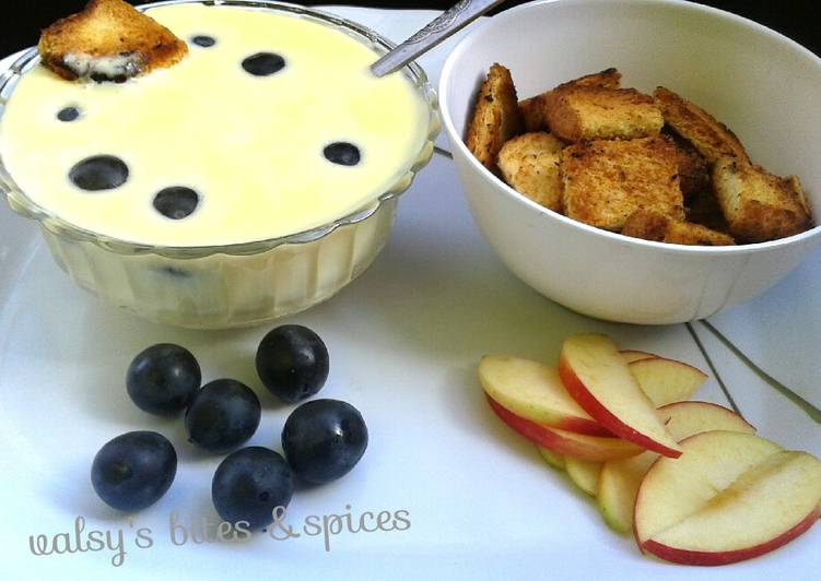 Steps to Prepare Super Quick Homemade Custard & croutons