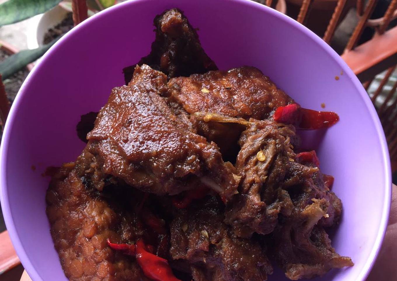 Semur bebek tempe cabe merah