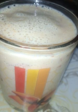 A picture of Peach banana milk shake.