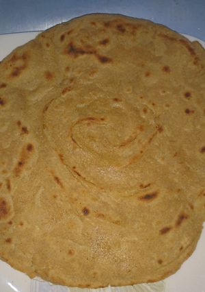 A picture of Lacha Dar Paratha in layers of three kind.