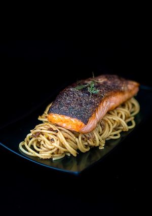 Foto resep Spaghetti Aglio Olio Salmon