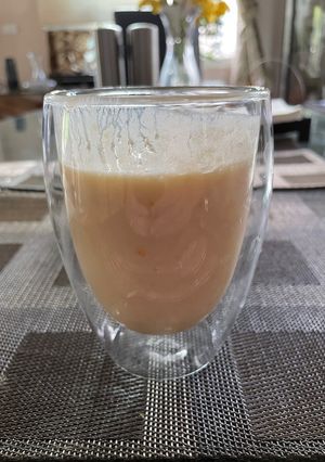 A picture of Apricot and rose lassi.