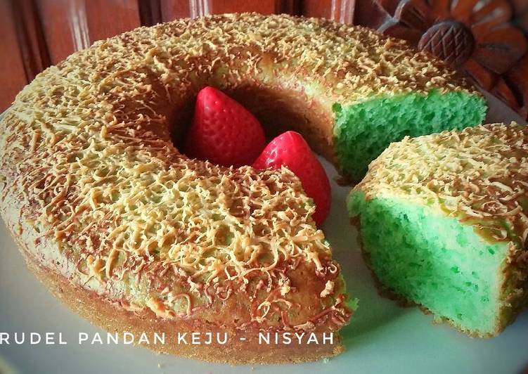 Brudel Pandan Keju 2 Telur. TANPA Timbangan & Mixer ~ Cake rasa roti yg empuk. 😋