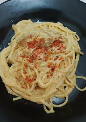 Foto resep Spaghetti Carbonara Gochujang