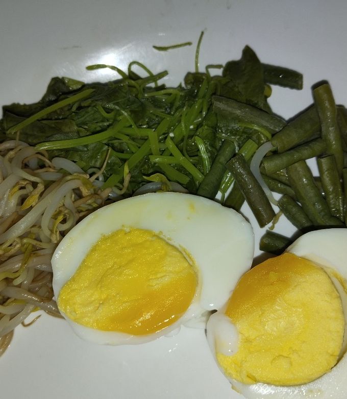 Foto resep Pecel Sayur Telur Rebus (Bumbu Pecel Instan)