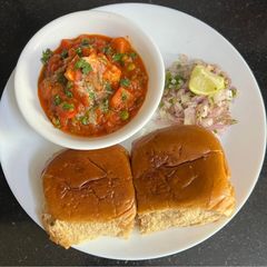 A picture of Khada Pav Bhaji With Grilled Paneer Pieces.