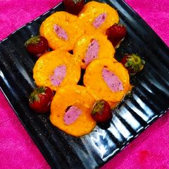 A picture of Mango Strawberry Roll Kulfi.