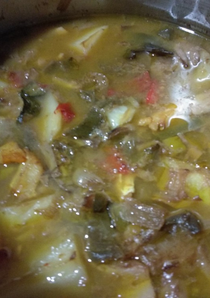 Una foto de Patatas con setas y bacalao