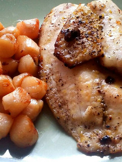 A picture of Honey butter Tilapia with scallops.