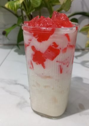 Foto resep Es Susu Jelly Merah Putih