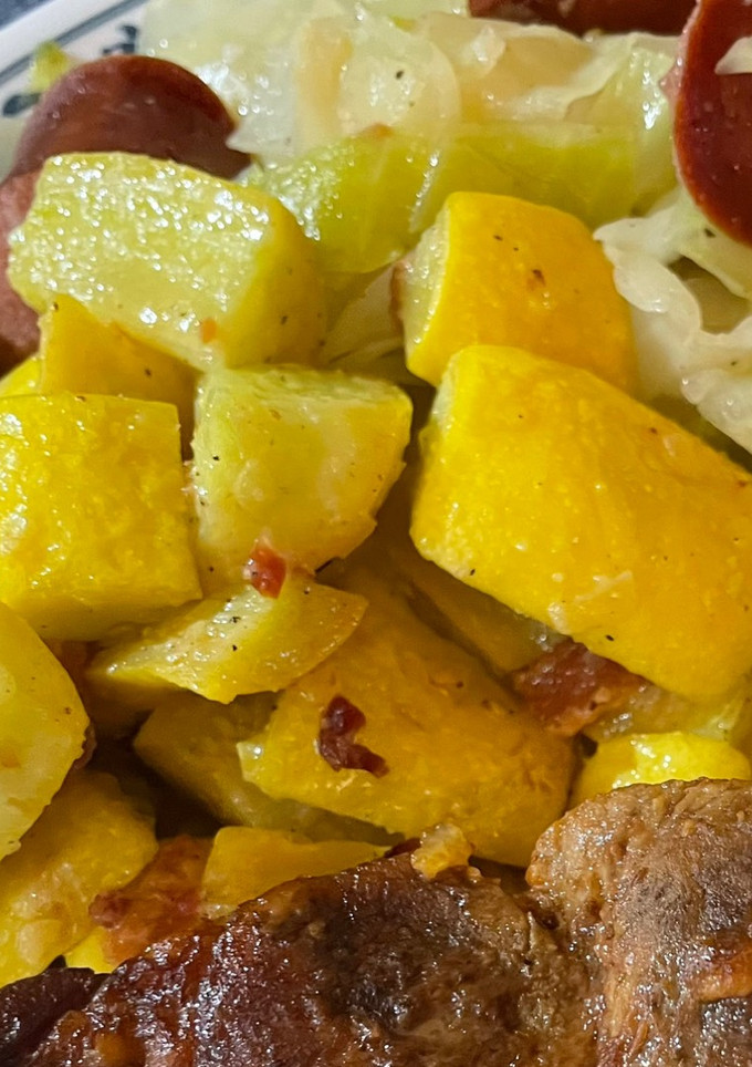 A picture of Easy Yellow Squash with Bacon.