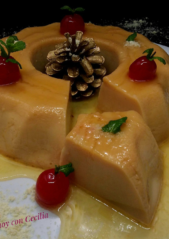 Una foto de Flan de turrón de Jijona elaborado con la Monsieur Cuisine Plus