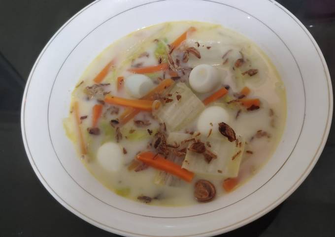 Cara Bikin Sawi putih, wortel dan telur puyuh kuah santan Enak Terbaru