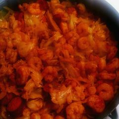 A picture of Fried Cabbage w/ shrimp & sausage.