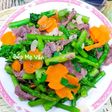 Măng tây,cà rốt và bông cải xanh xào thịt bò