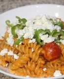 Pasta fusilli con salsa tomate cremosa de marscarapone