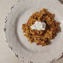A picture of Cheesy Chorizo Rice.