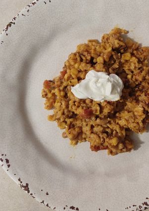 A picture of Cheesy Chorizo Rice.