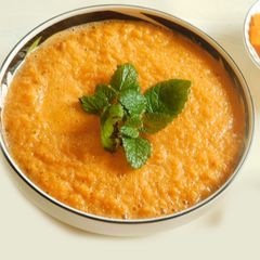 A picture of Minty Cucumber and Carrot Soup.