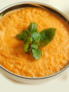 A picture of Minty Cucumber and Carrot Soup.