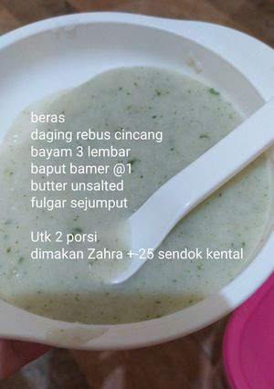 Foto resep Bubur kasar bayam daging sapi 8+