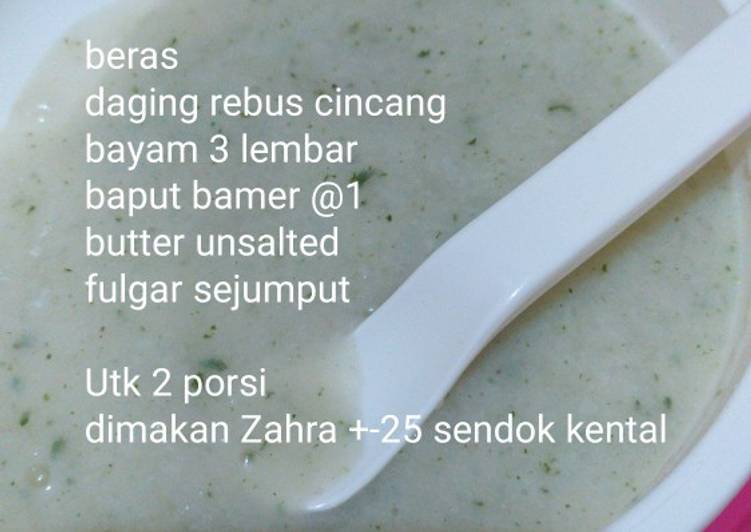 Bubur kasar bayam daging sapi 8+