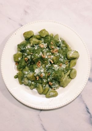 Una foto de Ñoquis de Palta con pesto genovés