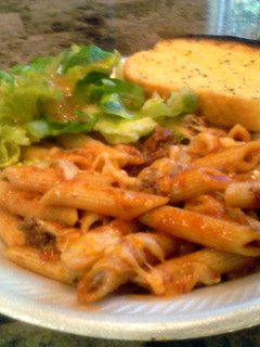 A picture of Easy Cheesy Penne w/ Chunky Meat Sauce.