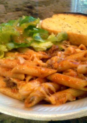 A picture of Easy Cheesy Penne w/ Chunky Meat Sauce.