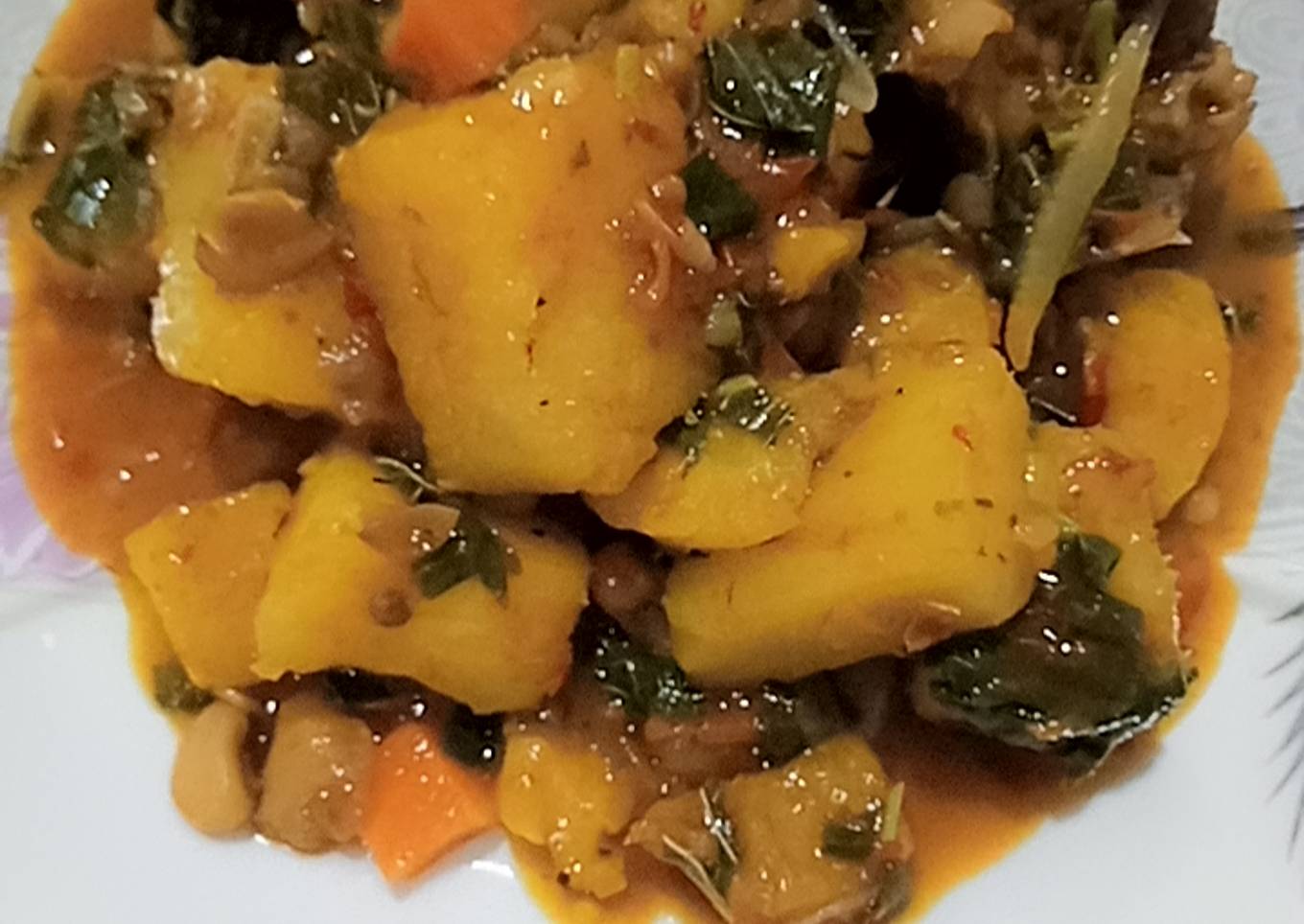 Yam,plantain and beans