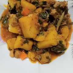 A picture of Yam,plantain and beans.