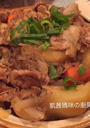 A picture of Nikujaga (Japanese Potato and Pork Stew).