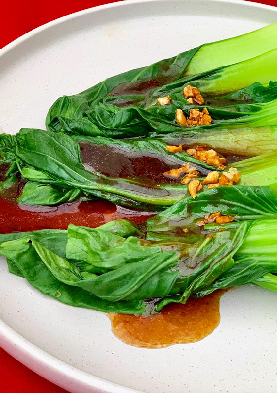 A picture of Bok Choi with Garlic and Oyster Sauce.