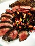 Grilled Wagyu Flat Iron Steak with Cherry & Peach Salsa