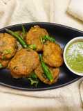 Grated Potato Fritters with Green Chutney