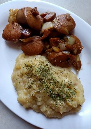 Foto resep Blackpepper Sausages with mashed potatoes