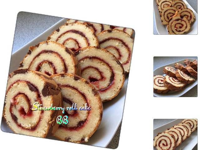 Recipe: Tasty Bolu gulung strawberry-Strawberry roll cake