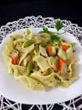 Pappardelle con ajos tiernos surimi y albahaca(pasta fresca)