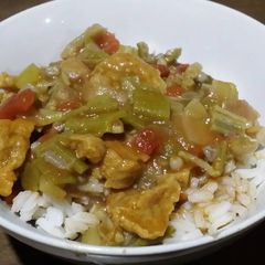 A picture of Iz's Vegan Gumbo with Andouille 