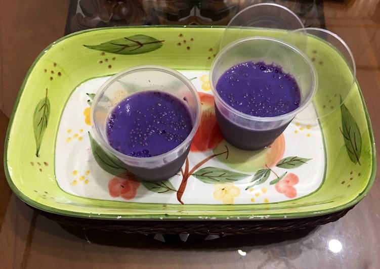 Resep Puding ungu kaya manfaat (camilan diet) tanpa blender Anti Gagal