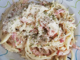 Espagueti carbonara sin nata
